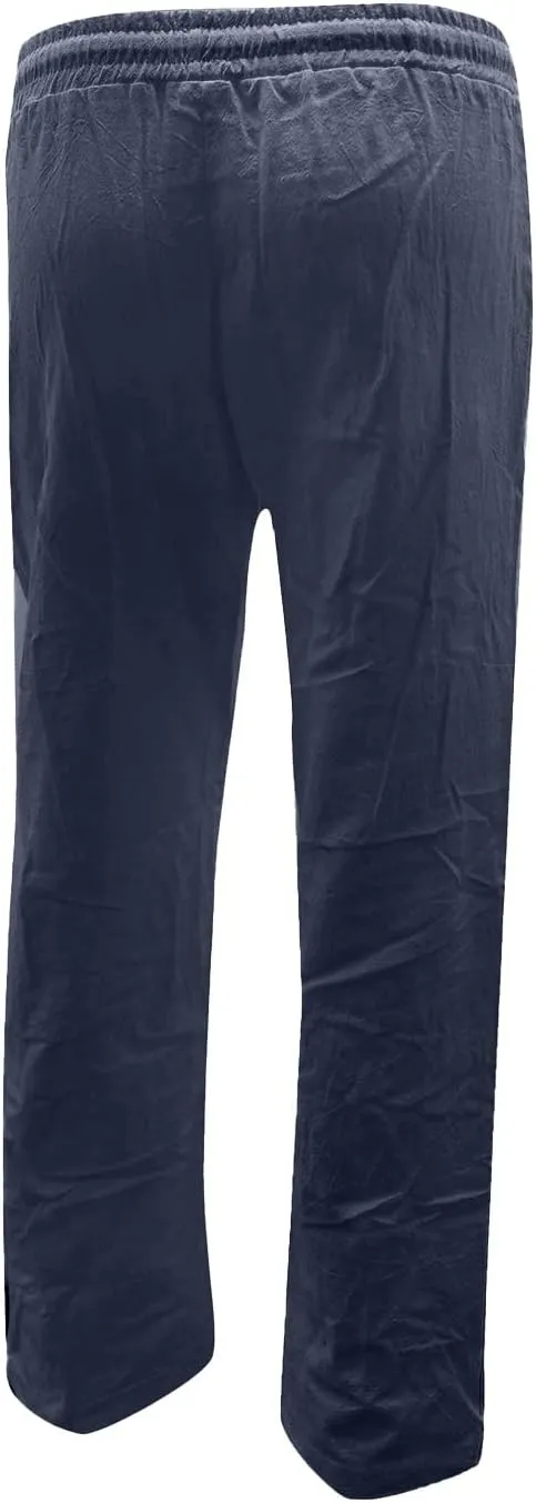 Linen Pants Women Summer 2025 Lightweight Casual High Waisted Pant Drawstring Loose Fit Trousers with Pockets