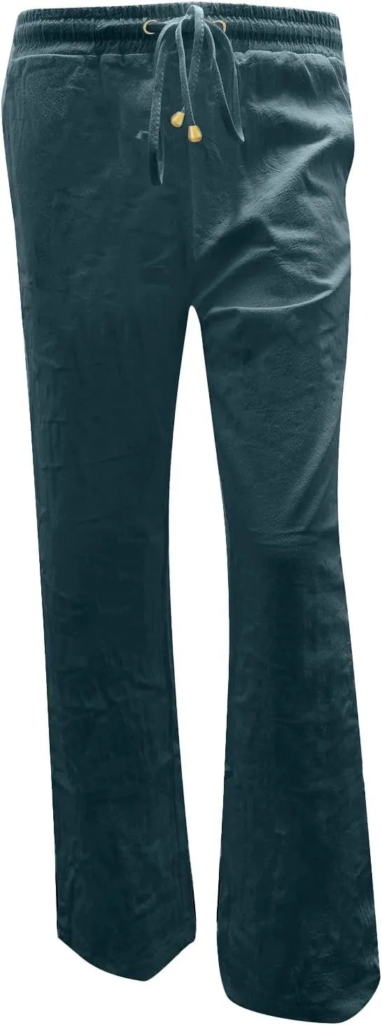 Linen Pants Women Summer 2025 Lightweight Casual High Waisted Pant Drawstring Loose Fit Trousers with Pockets