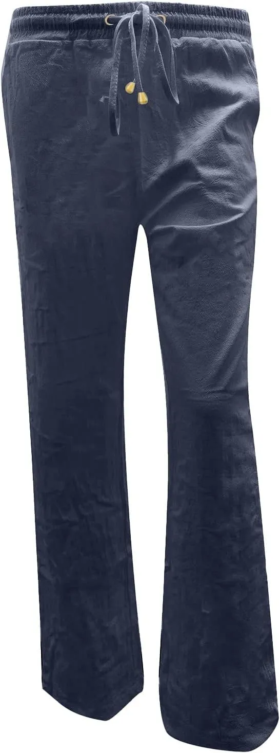 Linen Pants Women Summer 2025 Lightweight Casual High Waisted Pant Drawstring Loose Fit Trousers with Pockets