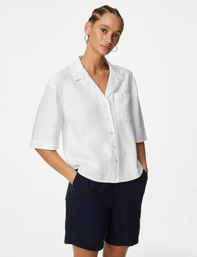 Linen Rich Collared Relaxed Shirt