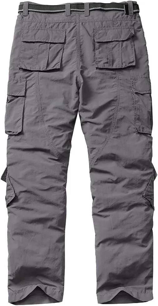 linlon Men's Outdoor Casual Quick Drying Lightweight Hiking Cargo Pants with 8 Pockets