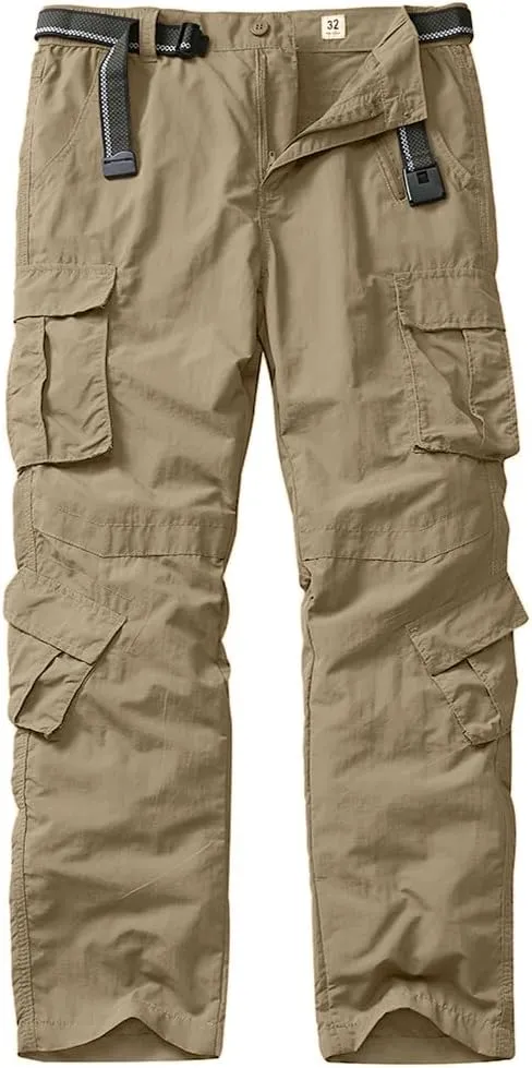 linlon Men's Outdoor Casual Quick Drying Lightweight Hiking Cargo Pants with 8 Pockets