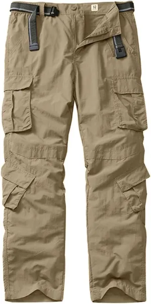 linlon Men's Outdoor Casual Quick Drying Lightweight Hiking Cargo Pants with 8 Pockets