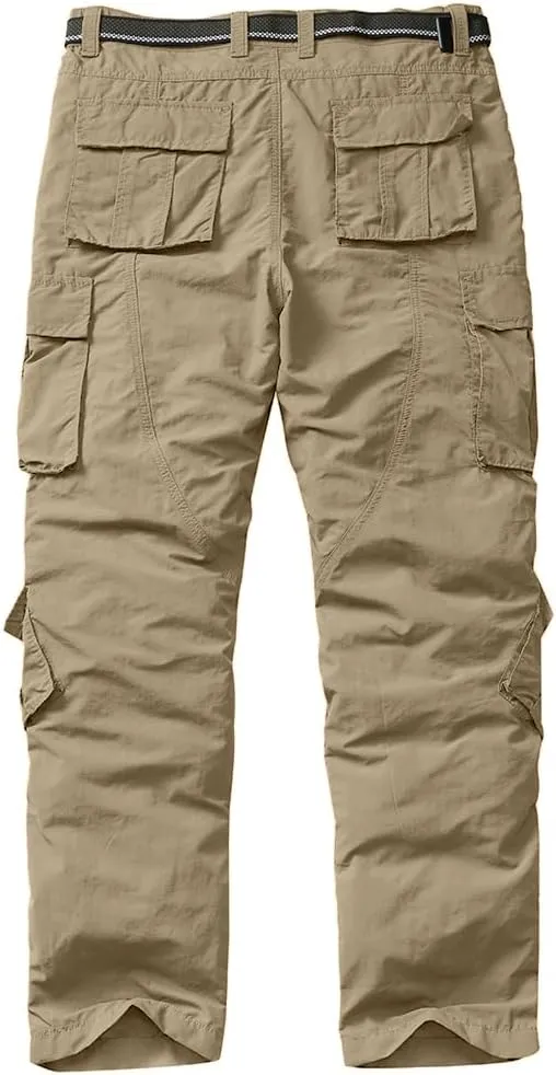 linlon Men's Outdoor Casual Quick Drying Lightweight Hiking Cargo Pants with 8 Pockets