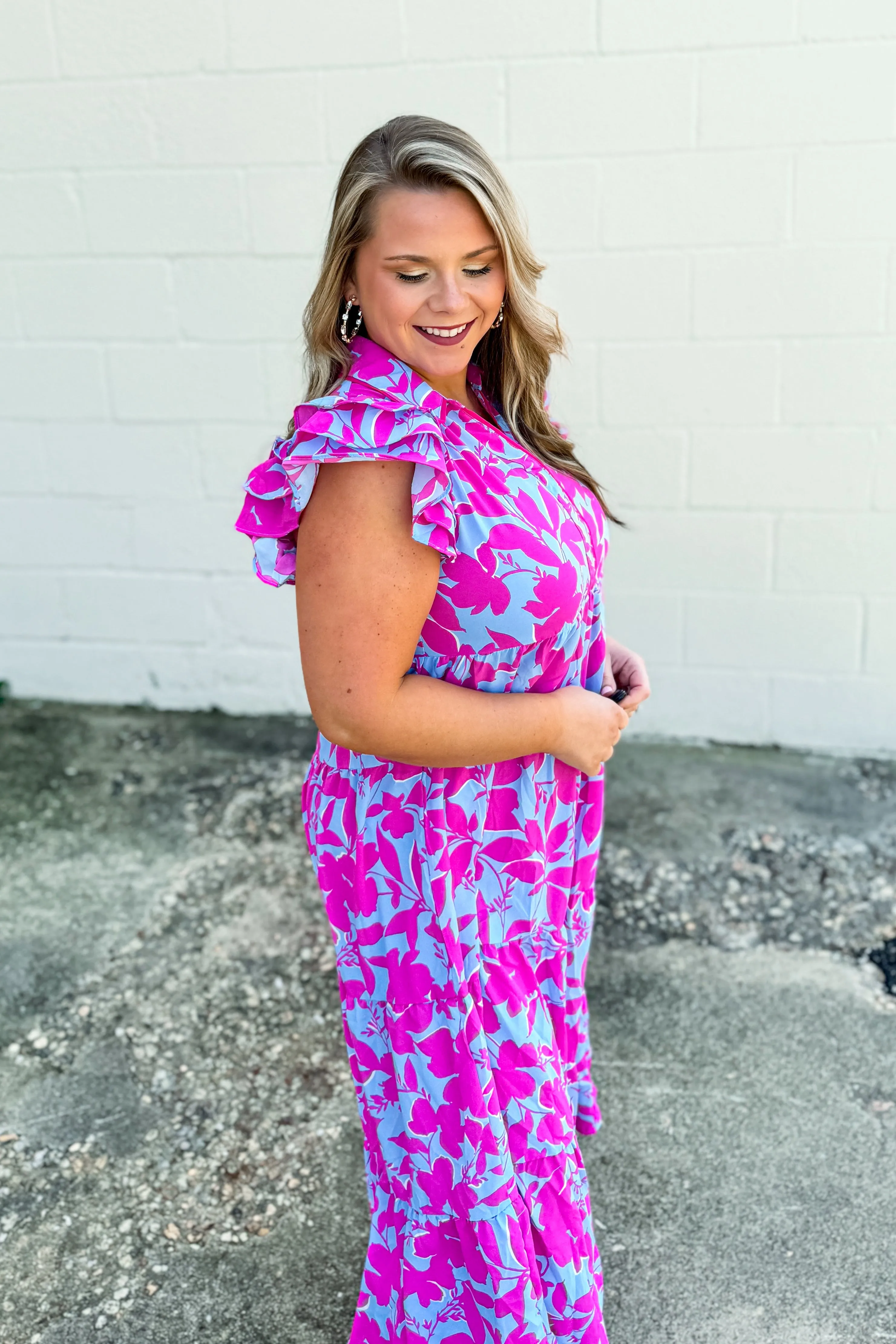 Living For You Floral Tiered Midi Dress