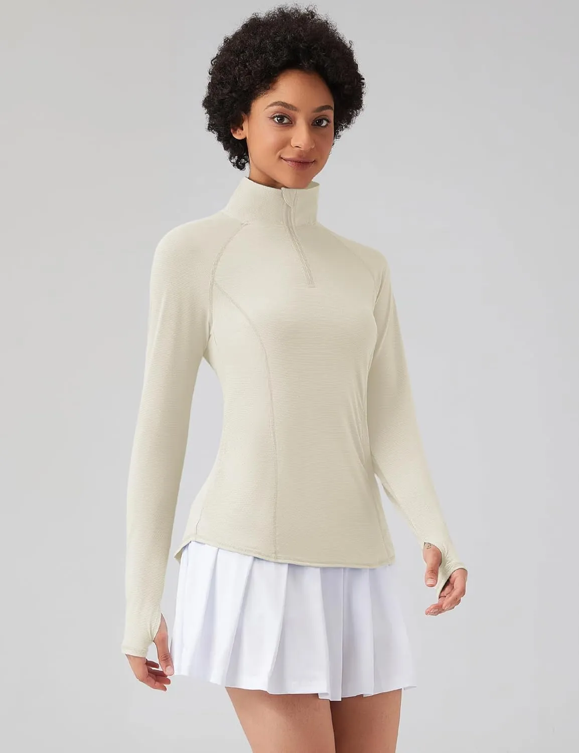 LOMON Women Long Sleeve Shirts Sun Protection 1/4 Zip Summer Quick Dry Hiking Shirts Quarter Zip Pullover for Women