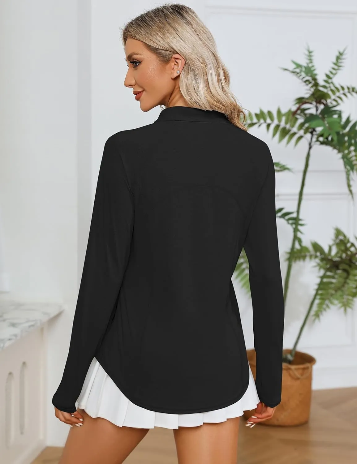 LOMON Women Long Sleeve Shirts Sun Protection 1/4 Zip Summer Quick Dry Hiking Shirts Quarter Zip Pullover for Women