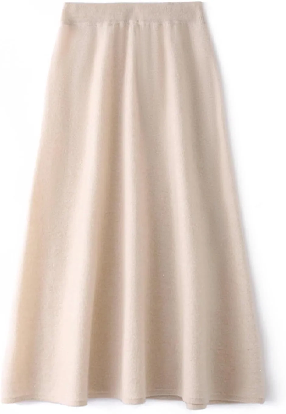 Long Skirt Women's 100% Merino Wool Knitted Skirt Winter Warm Ribbed Elastic Waist Sequin Skirts