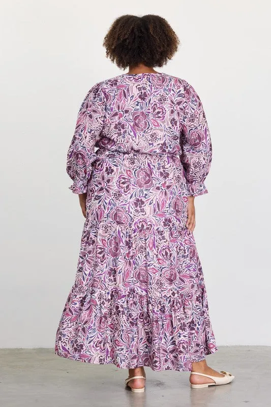 LS Jacquard Floral Maxi- Purple