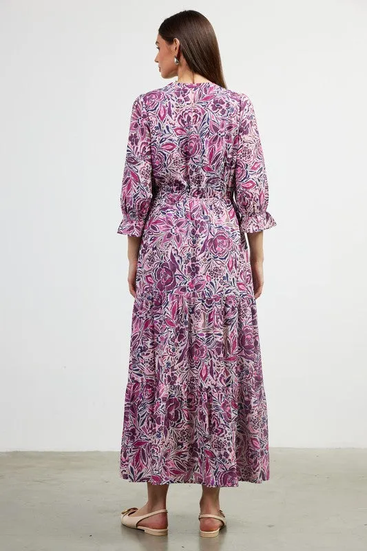 LS Jacquard Floral Maxi- Purple