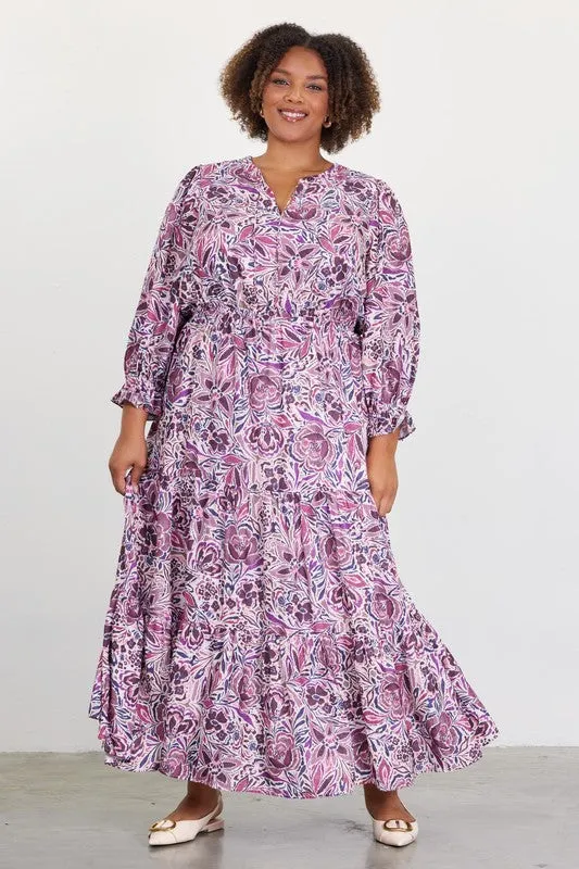 LS Jacquard Floral Maxi- Purple