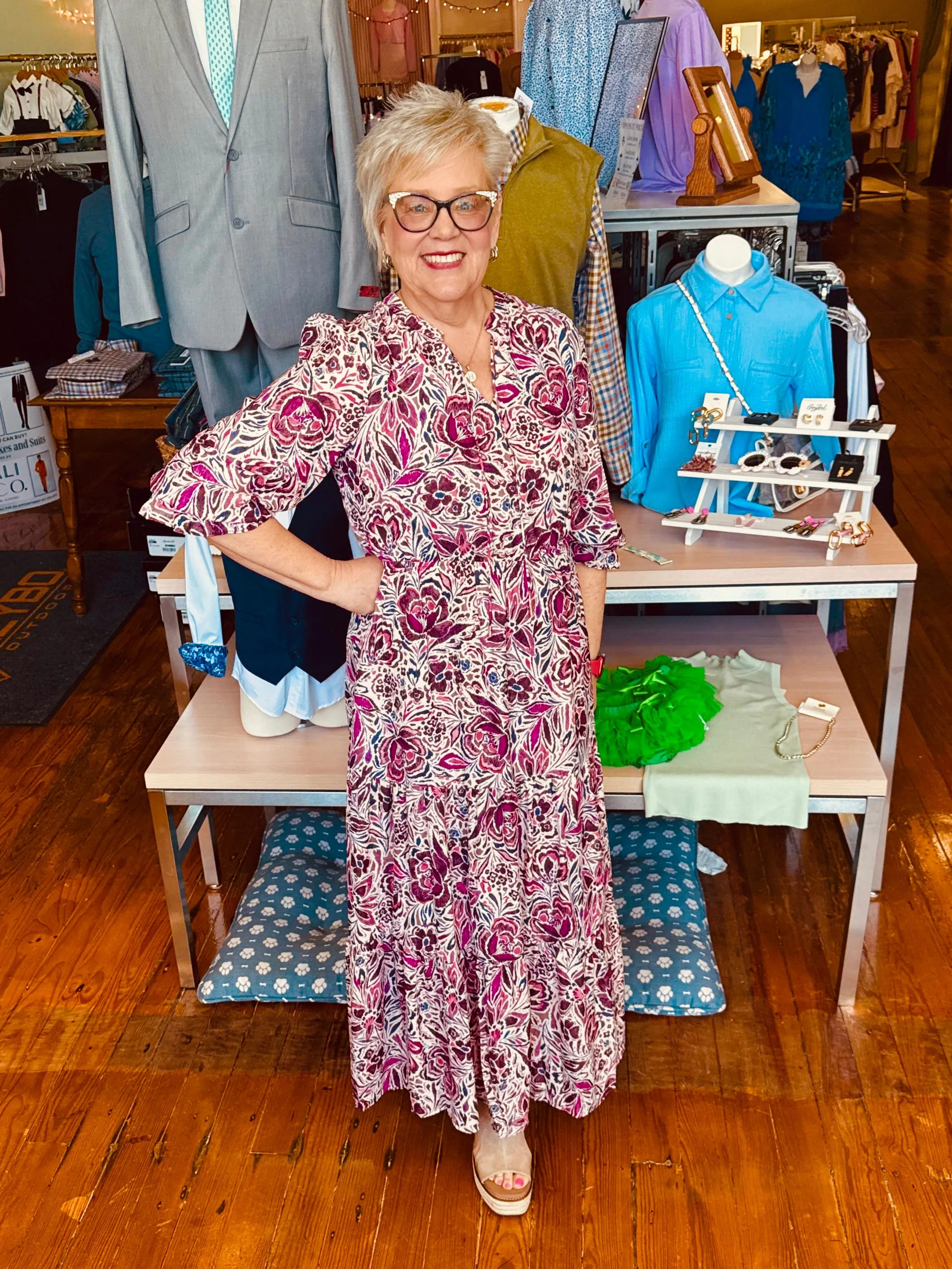 LS Jacquard Floral Maxi- Purple
