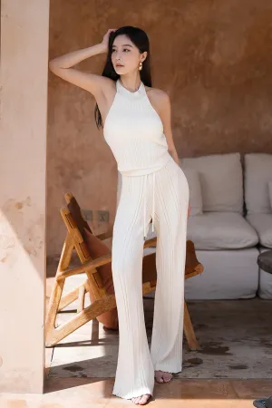 輕氧針織抽繩長褲<br>WIDE RIBBED KNIT PANTS