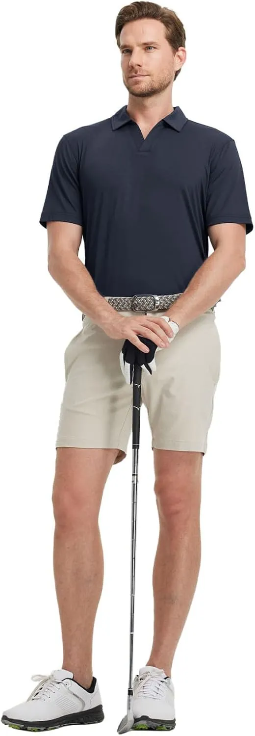 M MAELREG V Neck Polo Shirts for Men Performance Casual Moisture Wicking Mens Golf Polo Shirts Short Sleeve with Collar