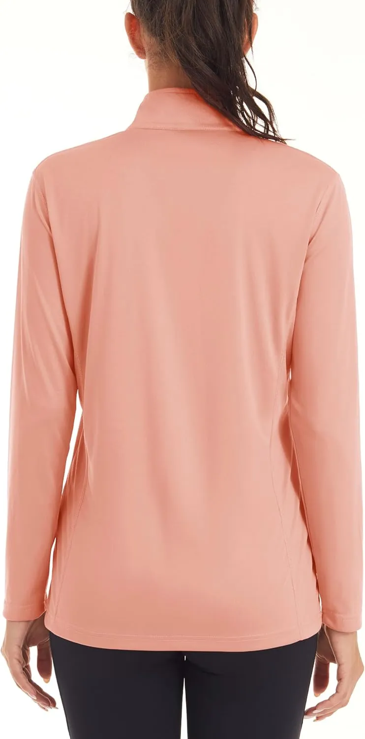MAGCOMSEN Women's Shirts Long Sleeve 1/4 Zip UPF50  UV Sun Protection Quick Dry Workout Hiking Athletic Shirts Rash Guard