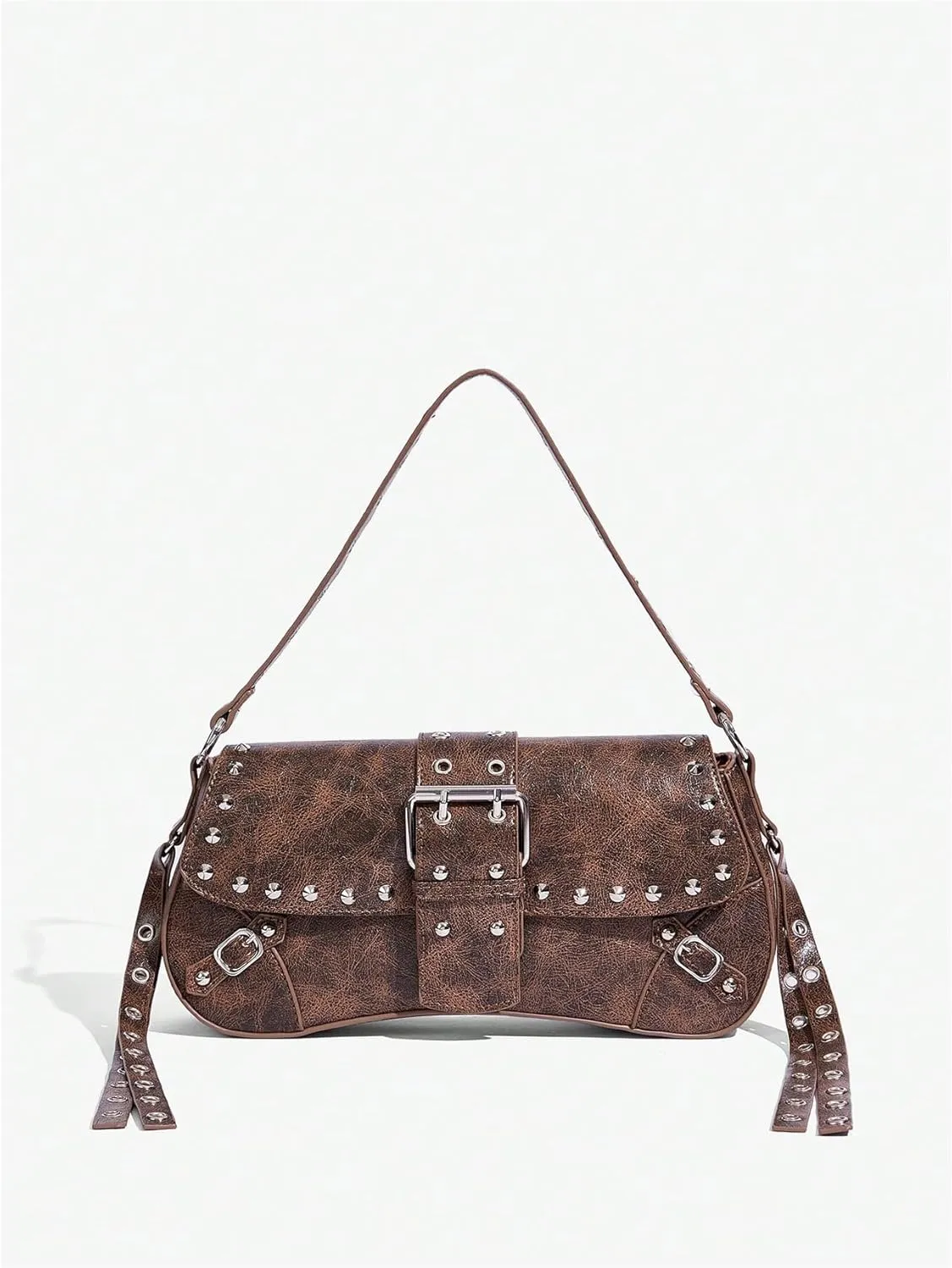 MakeMeChic Women's Shoulder Bags Y2K PU Leather Clutch Small Purse Hobo Bags