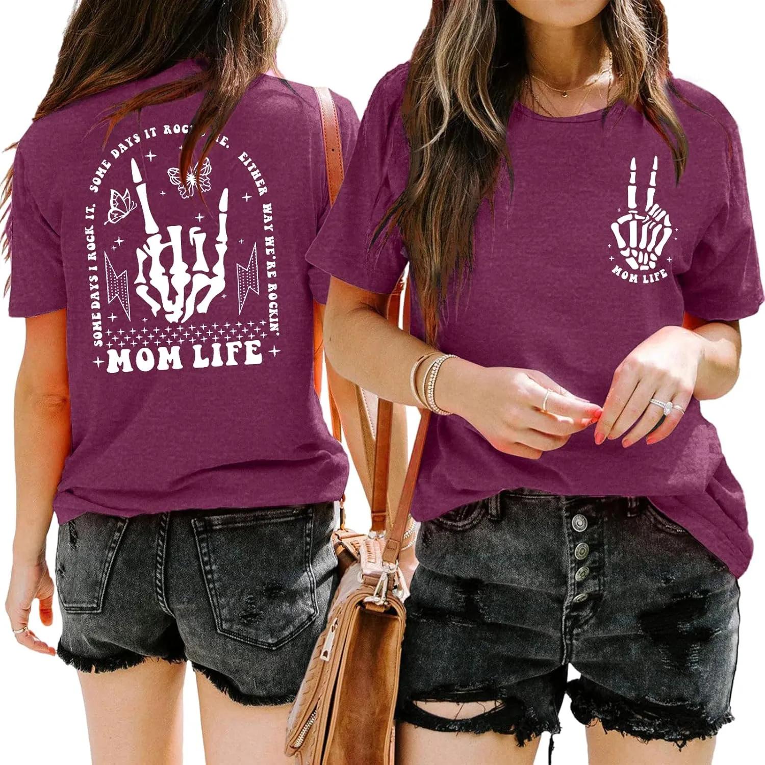 Mama Shirts Mom Life T-Shirts Women Some Days I Rock It Shirt Vintage Casual Short Sleeve Tops