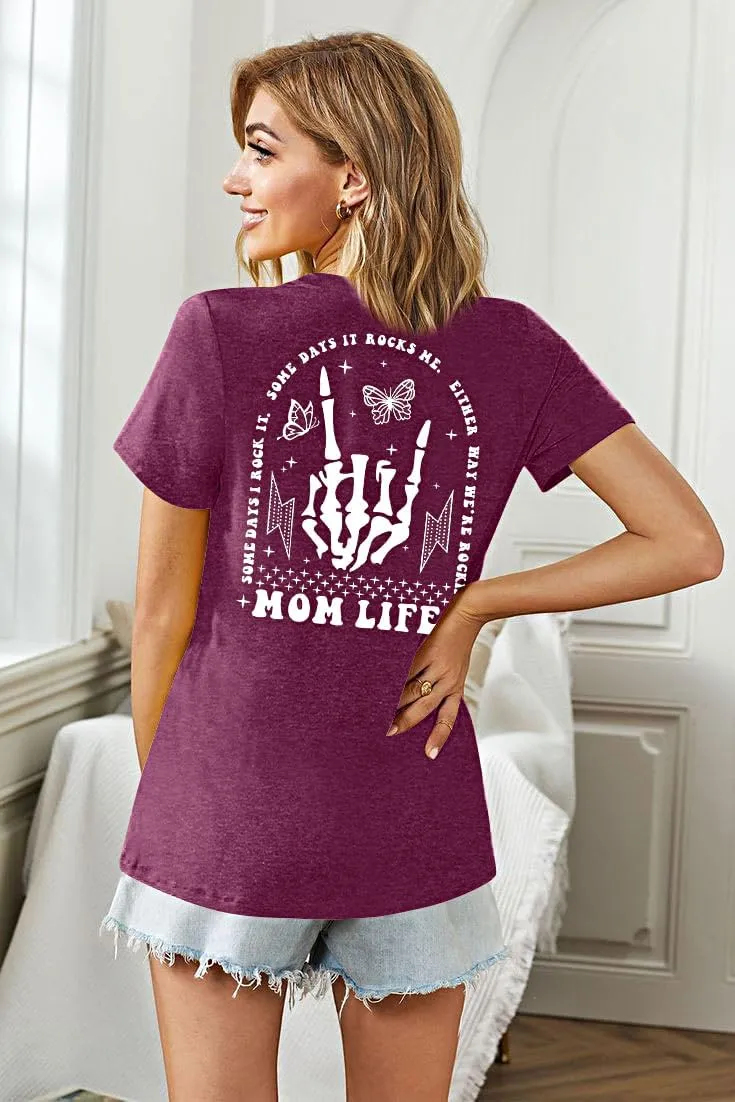 Mama Shirts Mom Life T-Shirts Women Some Days I Rock It Shirt Vintage Casual Short Sleeve Tops