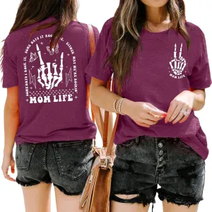 Mama Shirts Mom Life T-Shirts Women Some Days I Rock It Shirt Vintage Casual Short Sleeve Tops