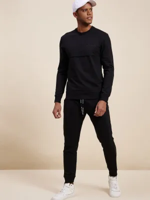 Men Black Mascln Puff Print Sweatshirt
