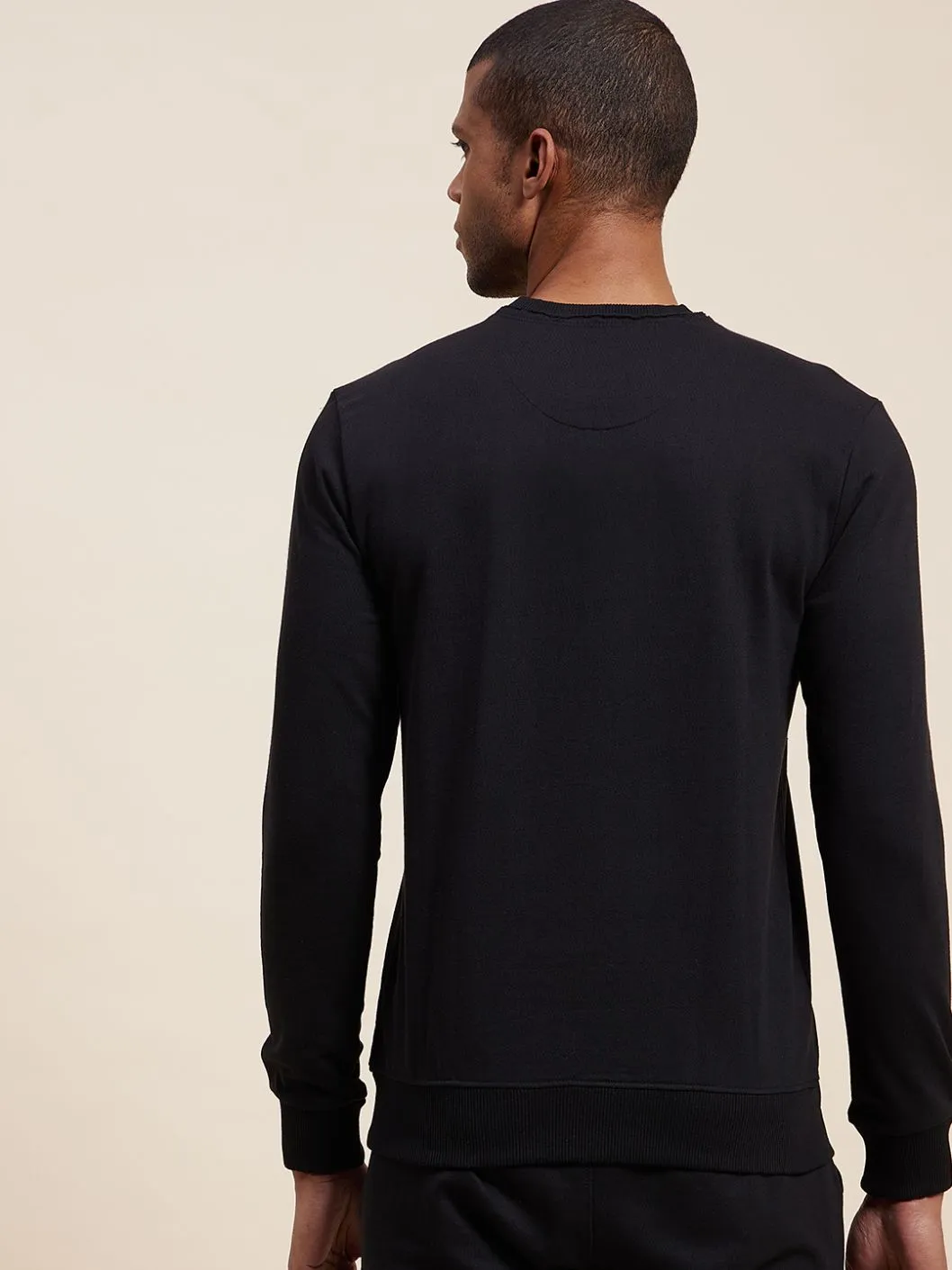 Men Black Mascln Puff Print Sweatshirt