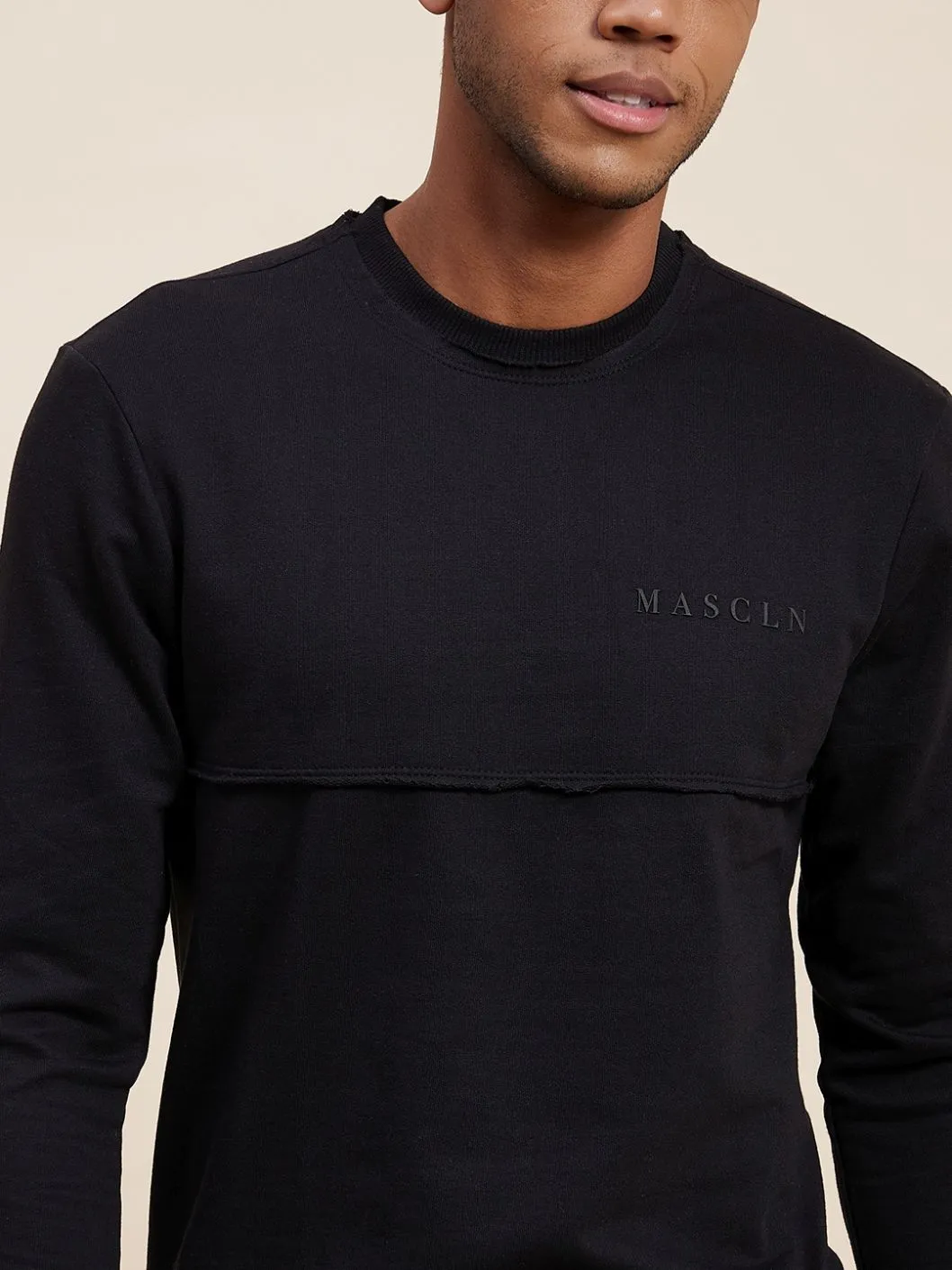 Men Black Mascln Puff Print Sweatshirt