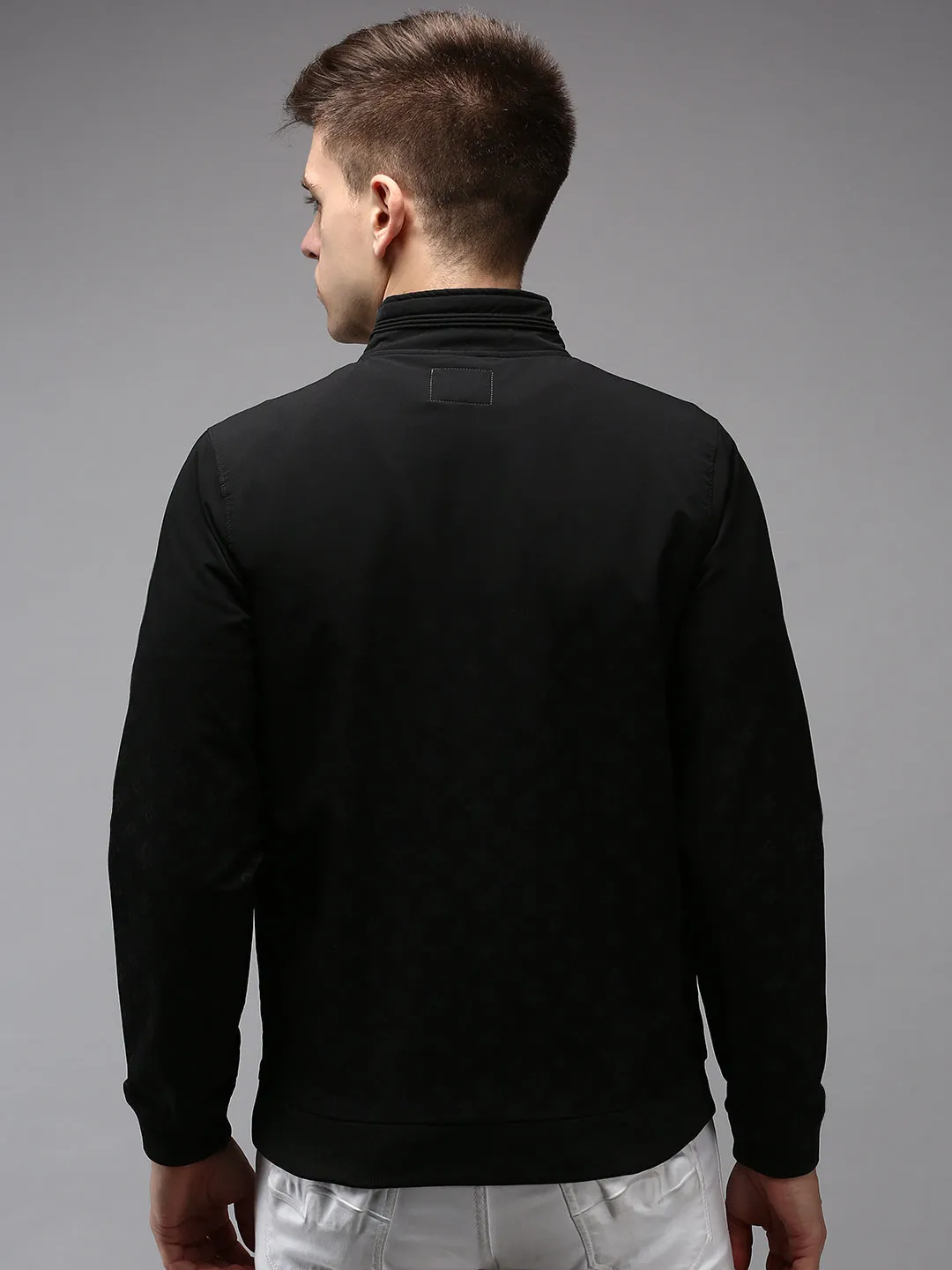 Men Black Water Resistant Bomber Jacket