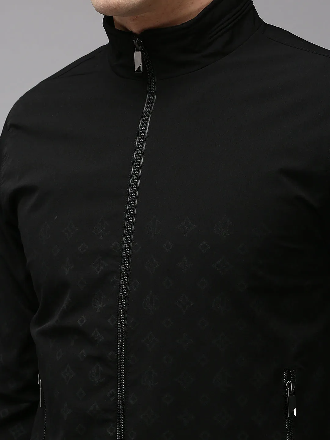 Men Black Water Resistant Bomber Jacket