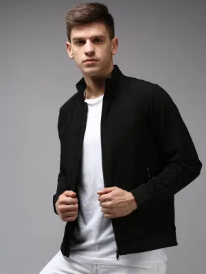 Men Black Water Resistant Bomber Jacket