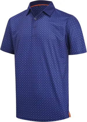 Men Golf Polo Shirts Short Sleeve Casual Print Dry Fit Moisture Wicking Performance Collared Golf Shirts for Men