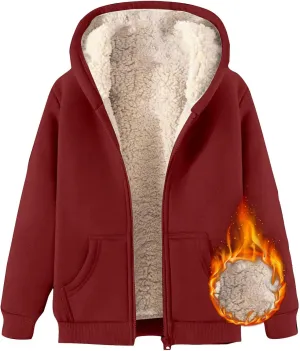 Men Sherpa Fleece Lined Hoodie Oversize Chunky Warm Heavyweight Sweatshirt Casual Full Zip Fuzzy Jacket Big and Tall