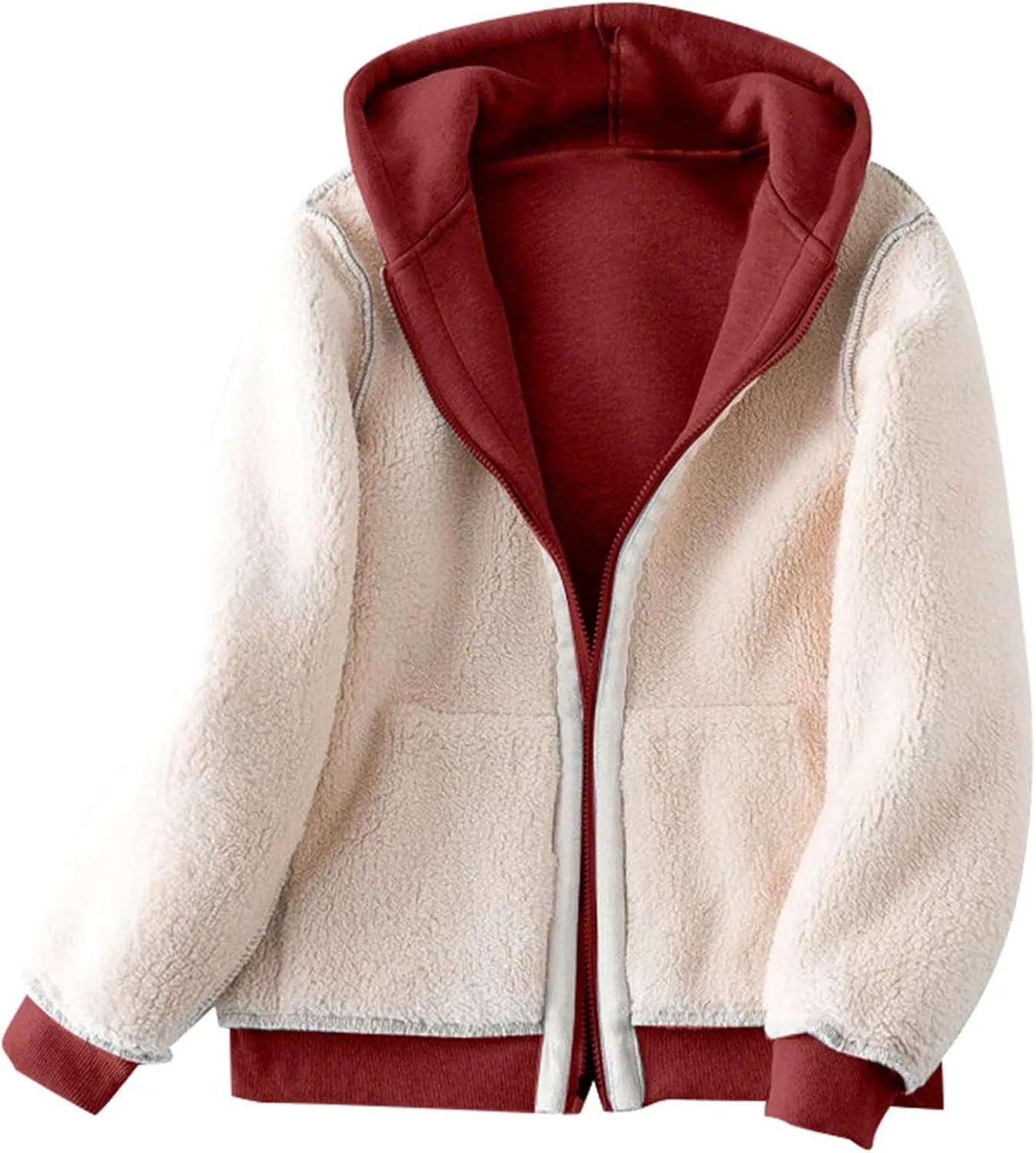 Men Sherpa Fleece Lined Hoodie Oversize Chunky Warm Heavyweight Sweatshirt Casual Full Zip Fuzzy Jacket Big and Tall