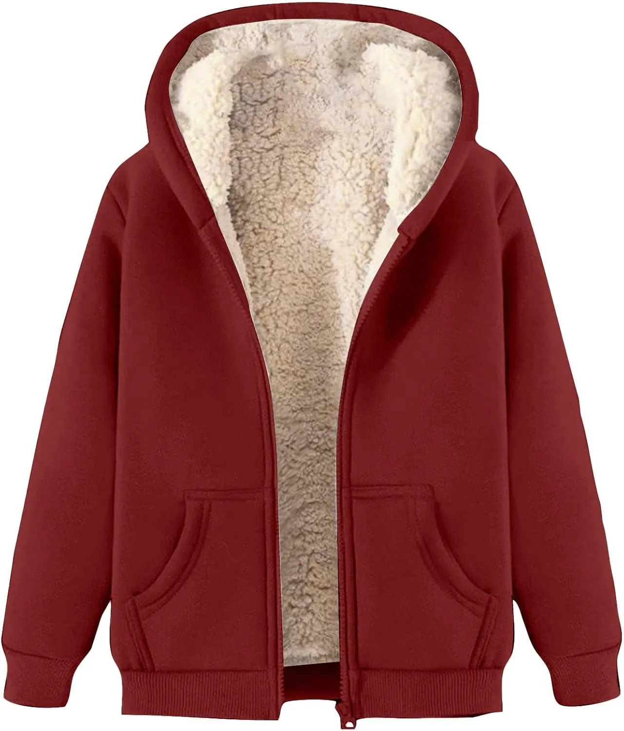 Men Sherpa Fleece Lined Hoodie Oversize Chunky Warm Heavyweight Sweatshirt Casual Full Zip Fuzzy Jacket Big and Tall
