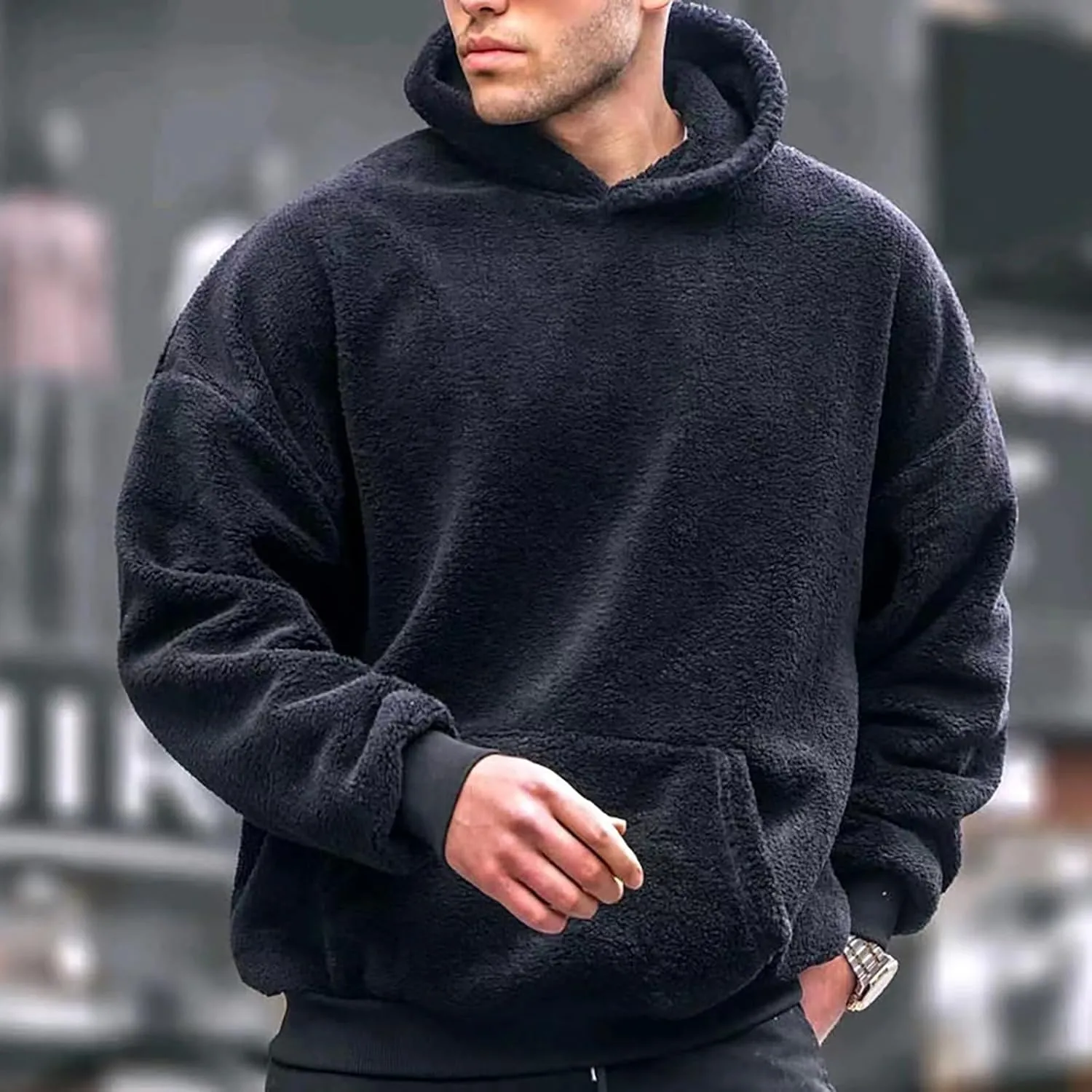 Men Sweatshirts Hoodie Sweatshirts for Men Men's Black Knit Hoodie Cool Fleece Hoodies for Men Pullover Hoodie Men