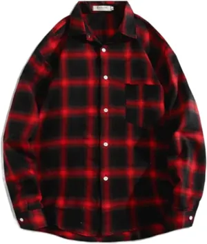 Mens Button Down Shirt Regular Fit Long Sleeve Buffalo Plaid Lapel Camp Shirts Casual Lightweight Jacket Fashion Tops