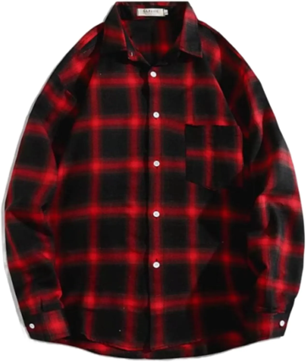 Mens Button Down Shirt Regular Fit Long Sleeve Buffalo Plaid Lapel Camp Shirts Casual Lightweight Jacket Fashion Tops