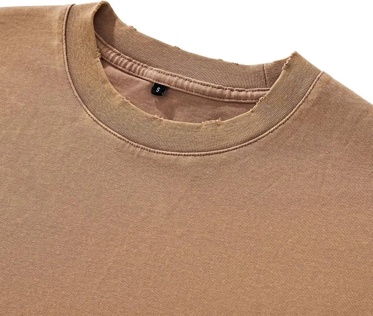 Men's Cotton T-Shirts Oversized Short Sleeves Casual Loose Wash Solid Basic Tee Tops