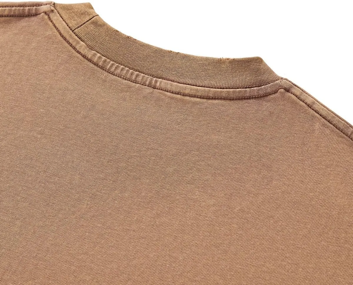 Men's Cotton T-Shirts Oversized Short Sleeves Casual Loose Wash Solid Basic Tee Tops