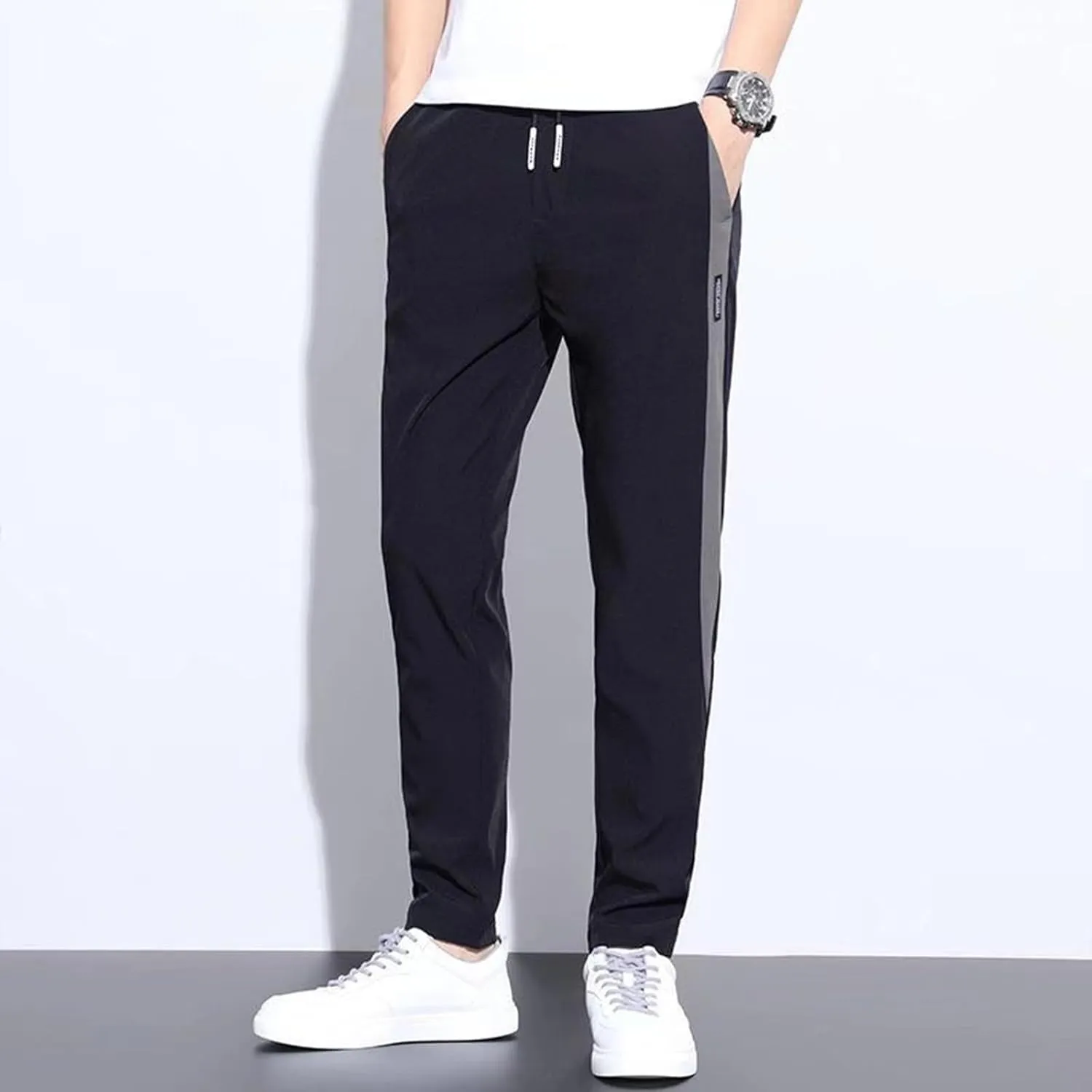 Men's Drawstring Pants Elastic Waist Lightweight Quick Drying Sweatpants Casual Summer Athletic Hiking Joggers Pants