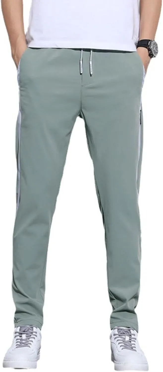 Men's Drawstring Pants Elastic Waist Lightweight Quick Drying Sweatpants Casual Summer Athletic Hiking Joggers Pants