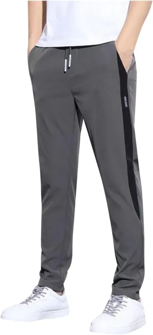 Men's Drawstring Pants Elastic Waist Lightweight Quick Drying Sweatpants Casual Summer Athletic Hiking Joggers Pants