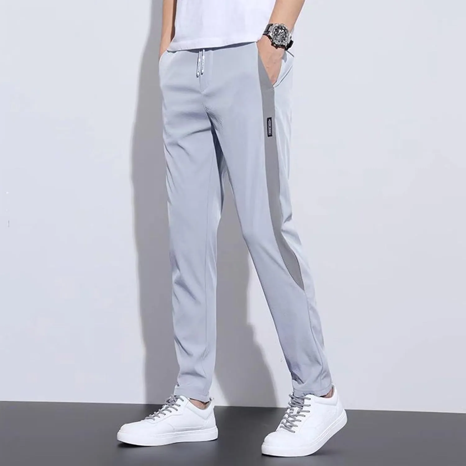 Men's Drawstring Pants Elastic Waist Lightweight Quick Drying Sweatpants Casual Summer Athletic Hiking Joggers Pants