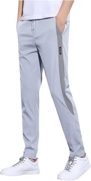 Men's Drawstring Pants Elastic Waist Lightweight Quick Drying Sweatpants Casual Summer Athletic Hiking Joggers Pants