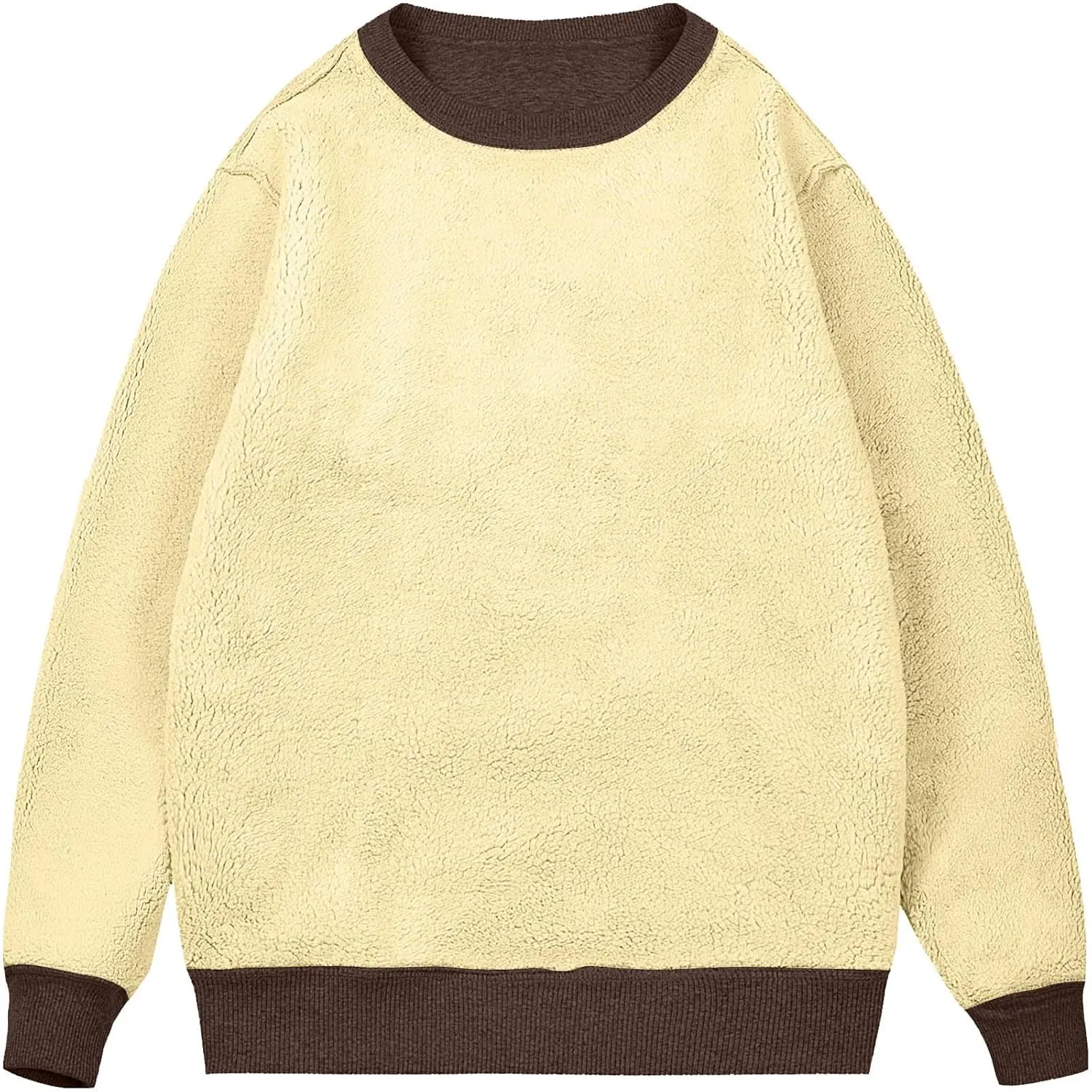 Men's Fleece Lined Sweatshirts Crewneck Long Sleeve Pullover Sherpa Thick Thermal Sweatshirt Warm Winter Underwear