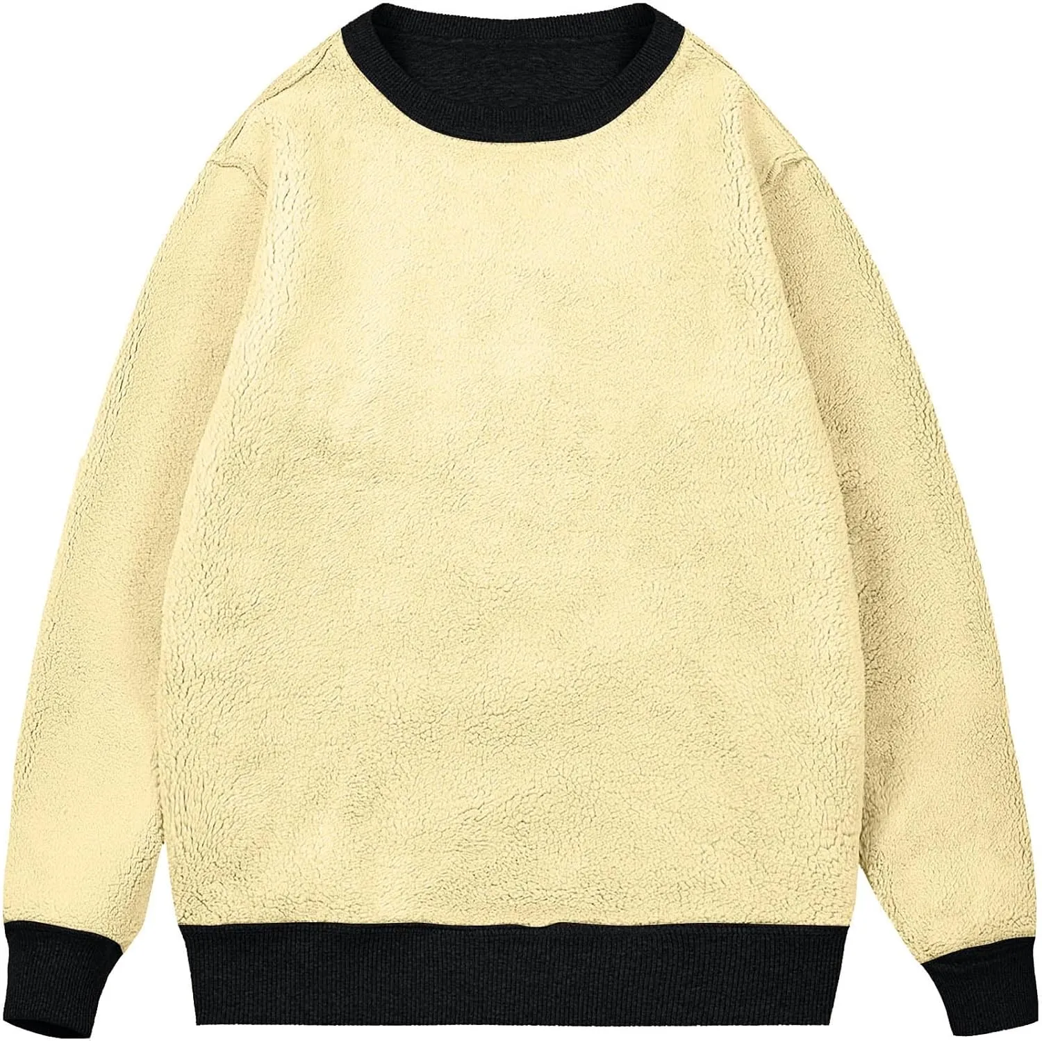 Men's Fleece Lined Sweatshirts Crewneck Long Sleeve Pullover Sherpa Thick Thermal Sweatshirt Warm Winter Underwear