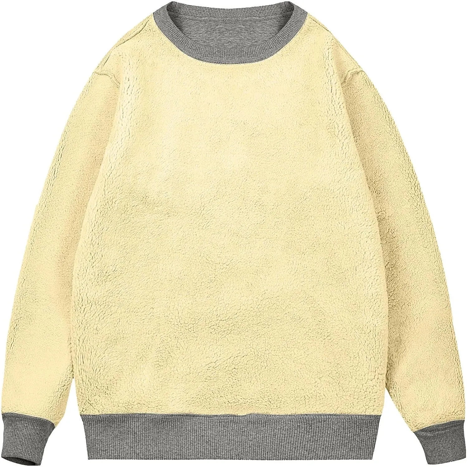 Men's Fleece Lined Sweatshirts Crewneck Long Sleeve Pullover Sherpa Thick Thermal Sweatshirt Warm Winter Underwear