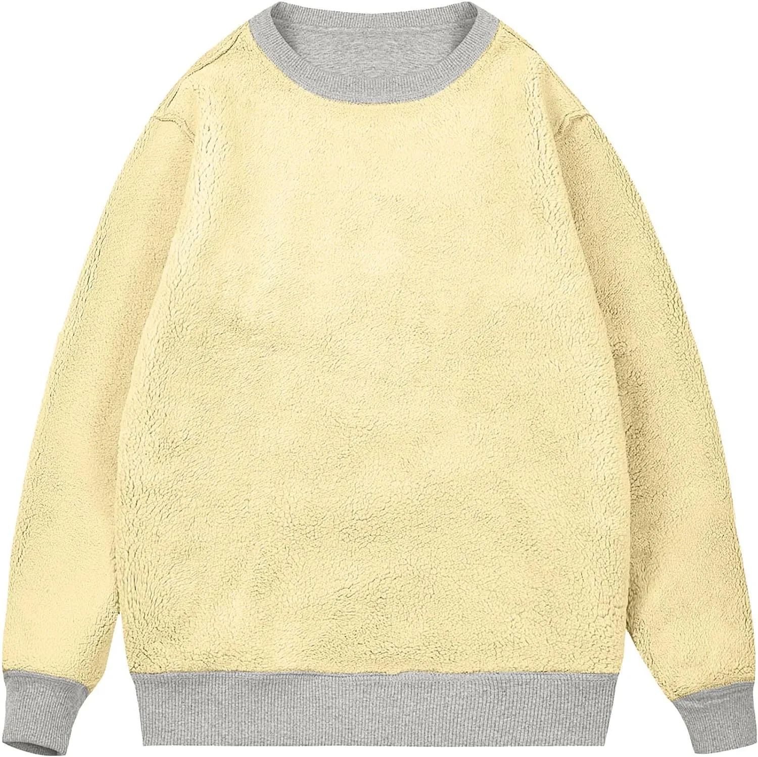 Men's Fleece Lined Sweatshirts Crewneck Long Sleeve Pullover Sherpa Thick Thermal Sweatshirt Warm Winter Underwear