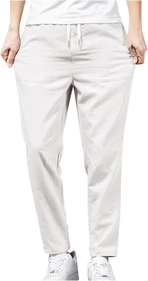 Men's Joggers Pants Drawstring Elastic Waist Lightweight Casual Pants Trendy Slim Fit Workout Pants with Pockets
