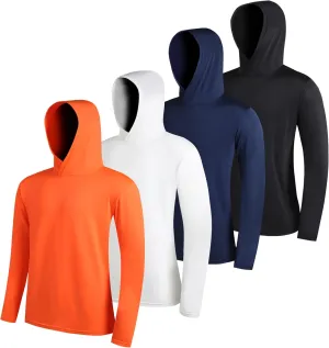 Men's Lightweight Hoodies 4 Pack Long Sleeve Athletic Shirts for Mens Running Workout Swim T-Shirt
