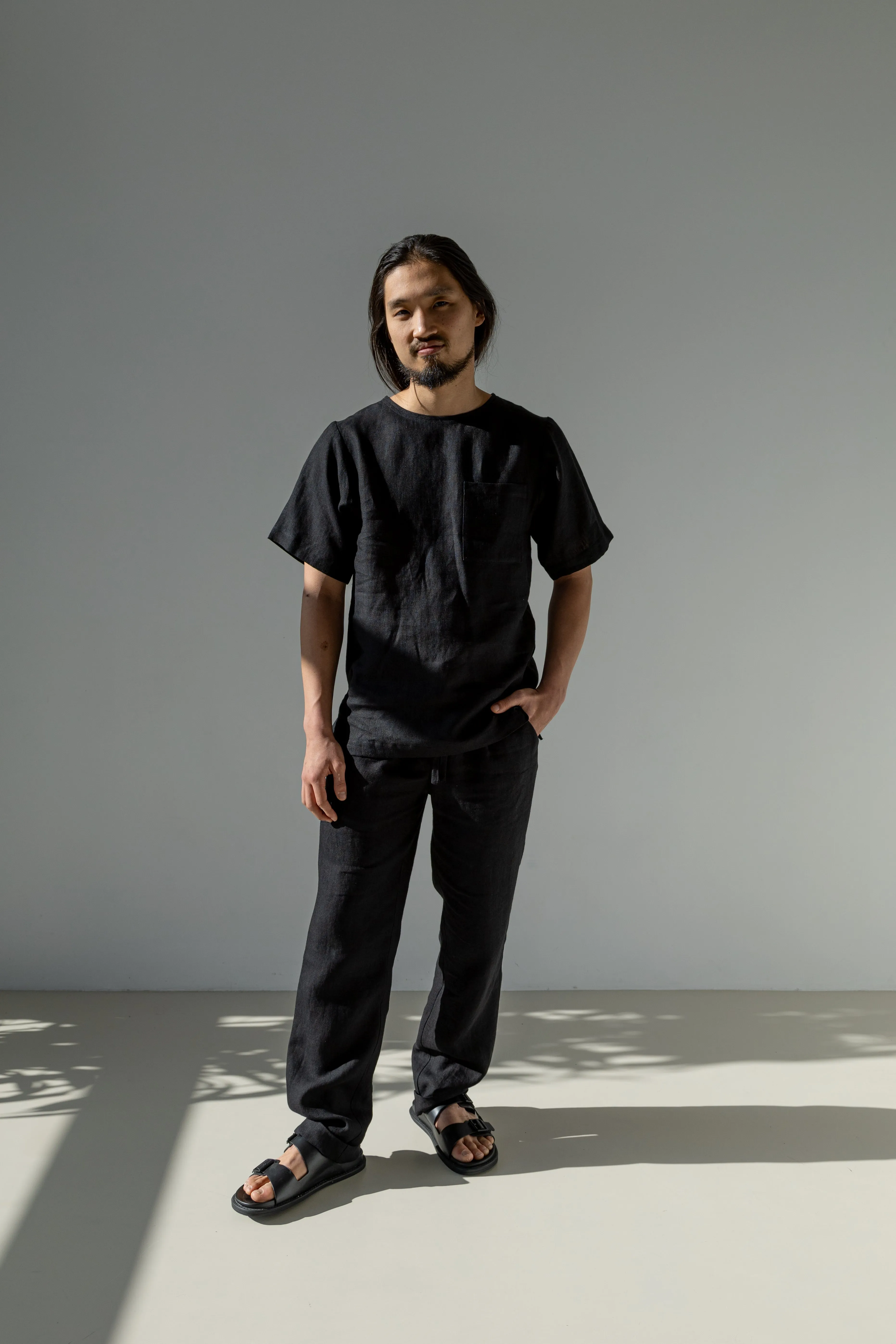 Men's linen pants with drawstring